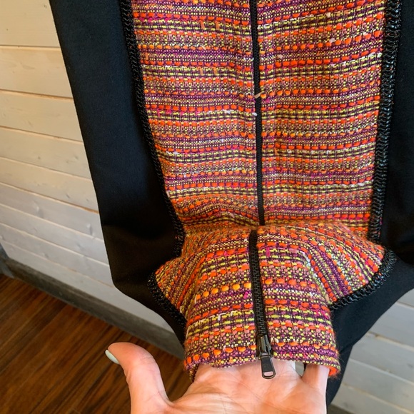 Rachel Roy | Orange & Pink Tweed Black Panel Zip Front Dress - Picture 6 of 7